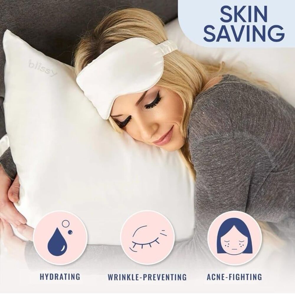 Blissy Silk Pillowcase 100% Silk Standard Pillowcase White - Picture 2 of 6
